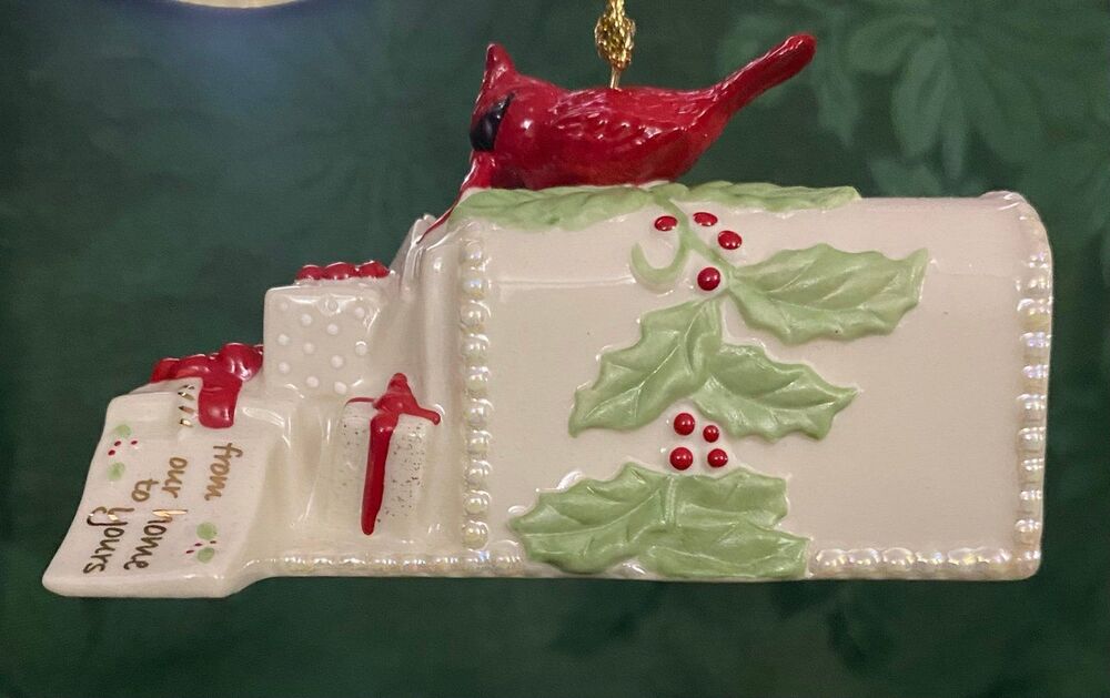 Lenox Porcelain Gifts and Greetings Christmas Ornament Mailbox w/Cardinal & Box